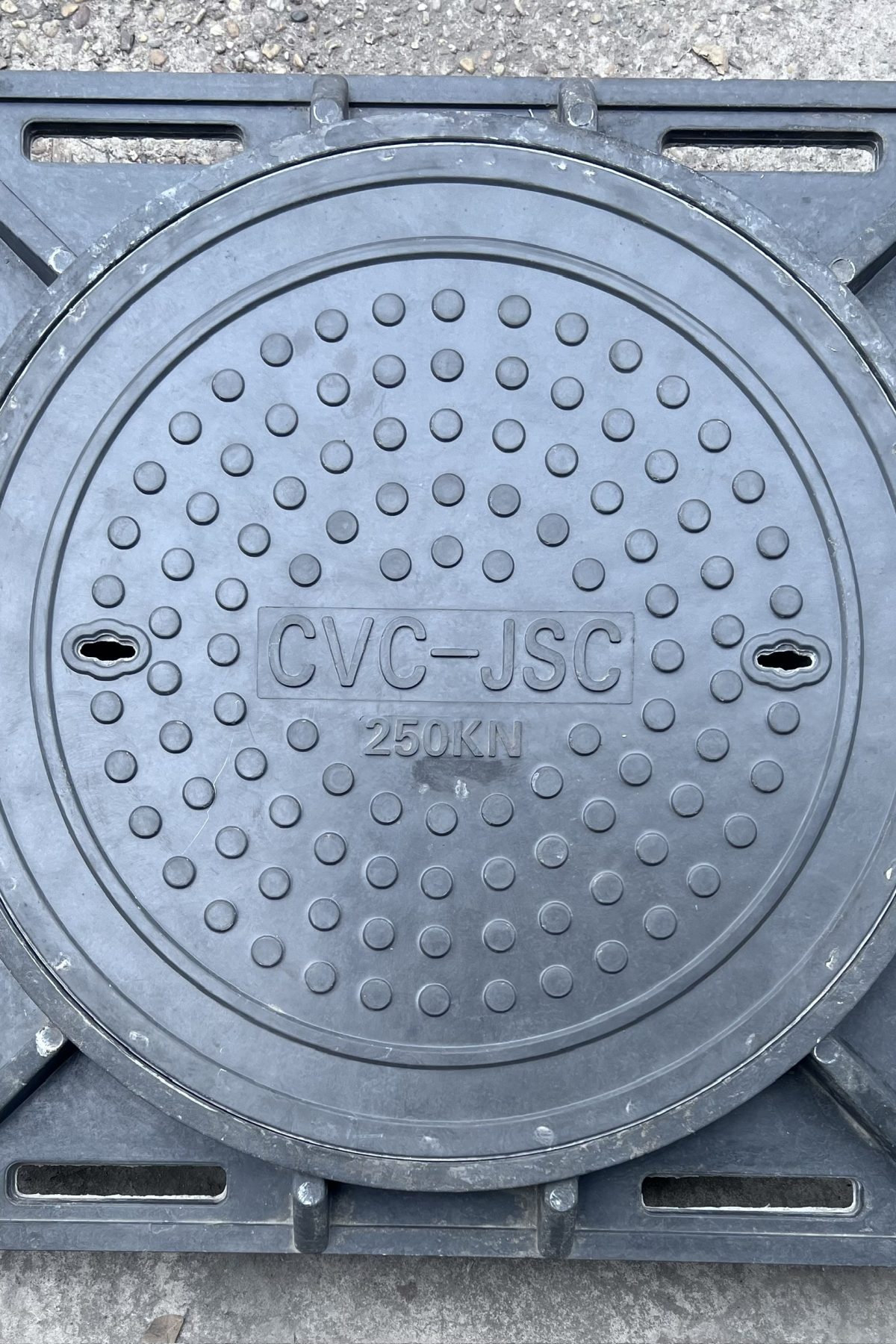 Set of manhole cover, round cover, sunken square frame (negative), KT cover 700 KT frame 850X850, load 250KN